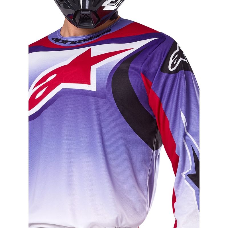 Alpinestars Fluid Wurx fluo μοβ-κόκκινη φανέλα motocross