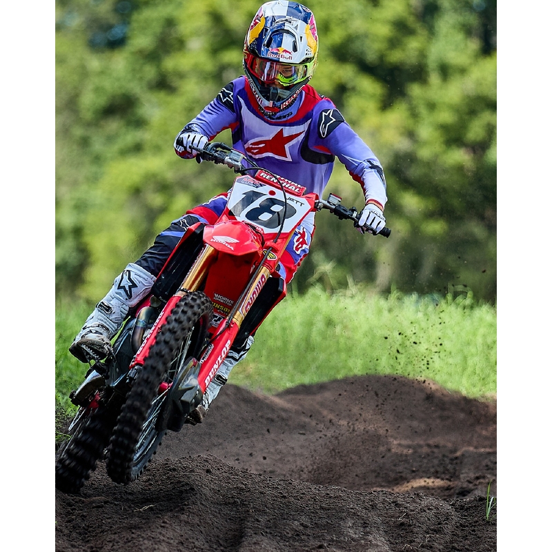 Alpinestars Fluid Wurx fluo μοβ-κόκκινη φανέλα motocross