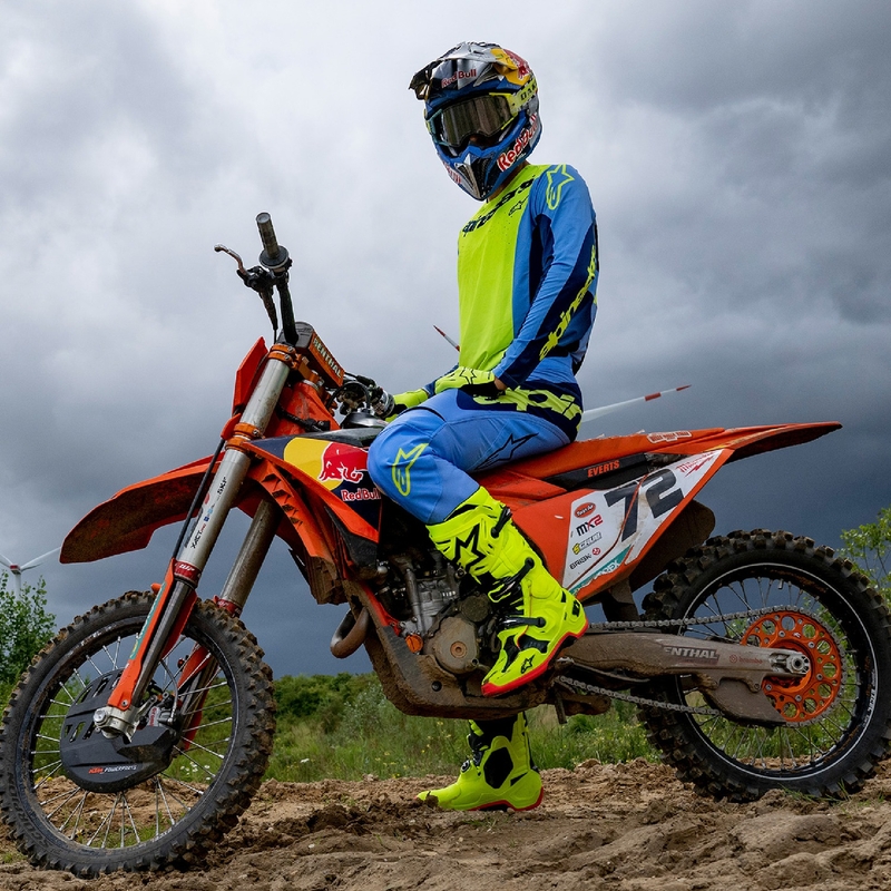 Alpinestars Techstar Melt fluo κίτρινο-μπλε παντελόνι motocross