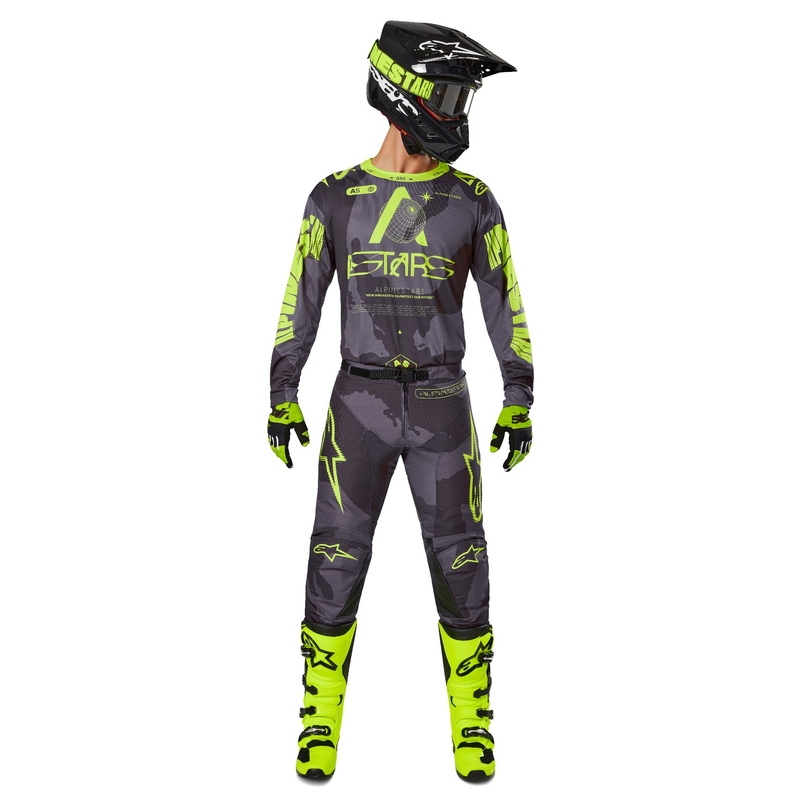 Alpinestars Racer Hollow Παντελόνι Motocross σκούρο καμουφλάζ-φλούο κίτρινο
