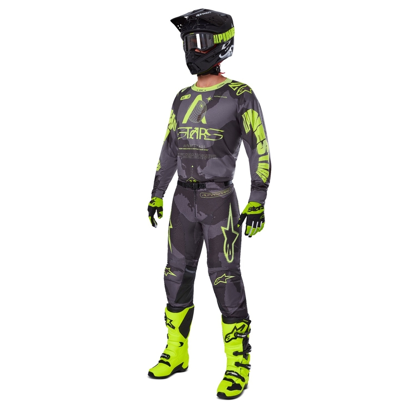 Alpinestars Racer Hollow Παντελόνι Motocross σκούρο καμουφλάζ-φλούο κίτρινο