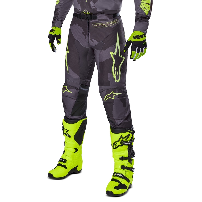 Alpinestars Racer Hollow Παντελόνι Motocross σκούρο καμουφλάζ-φλούο κίτρινο