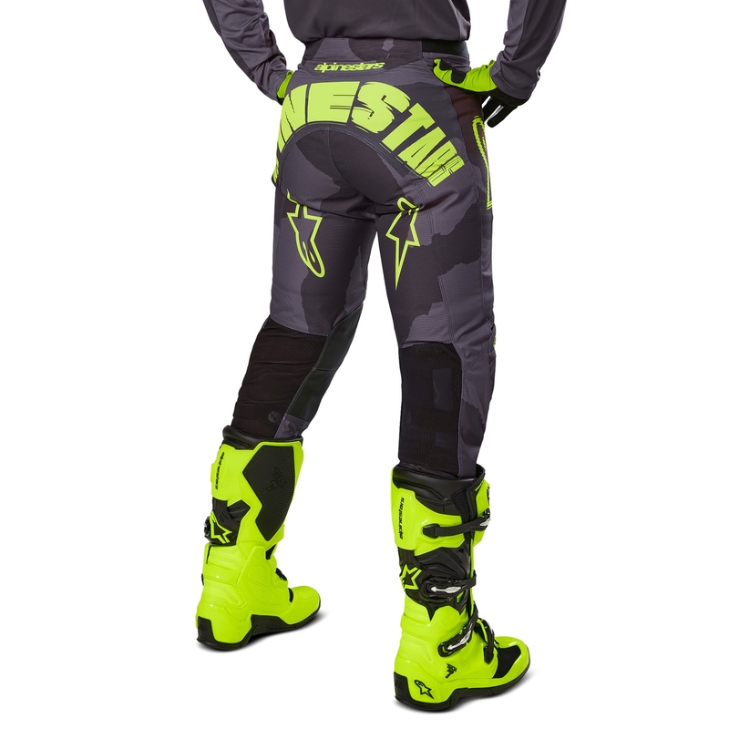 Alpinestars Racer Hollow Παντελόνι Motocross σκούρο καμουφλάζ-φλούο κίτρινο