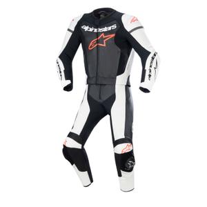 Alpinestars GP Force Lurv 2025 λευκό-μαύρο-φλούο κόκκινο δερμάτινο κοστούμι δύο τεμαχίων