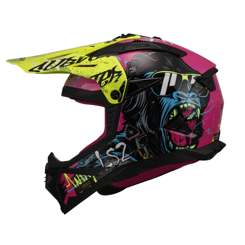 Κράνος Motocross LS2 MX708 Fast II Gorilla μοβ-κίτρινο