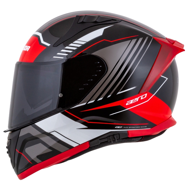 Cassida Aero Drome μαύρο-κόκκινο-λευκό-γκρι ενσωματωμένο κράνος μοτοσικλέτας
