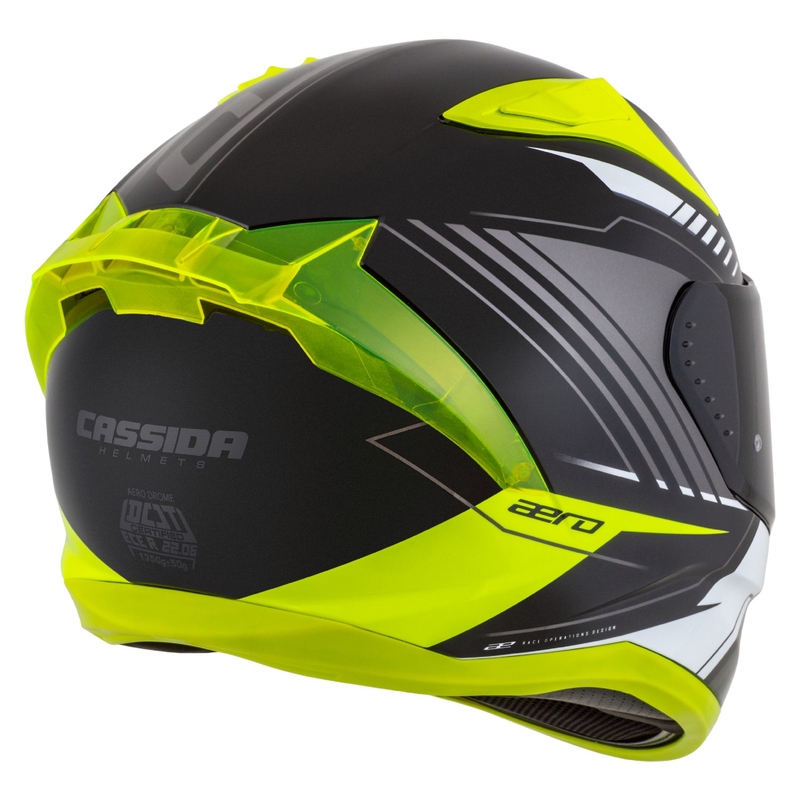 Cassida Aero Drome μαύρο-φλούο κίτρινο-λευκό-γκρι ολοκληρωμένο κράνος μοτοσικλέτας