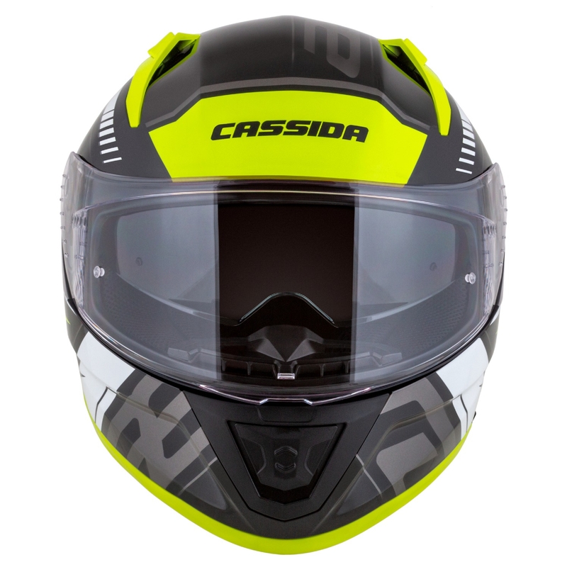 Cassida Aero Drome μαύρο-φλούο κίτρινο-λευκό-γκρι ολοκληρωμένο κράνος μοτοσικλέτας