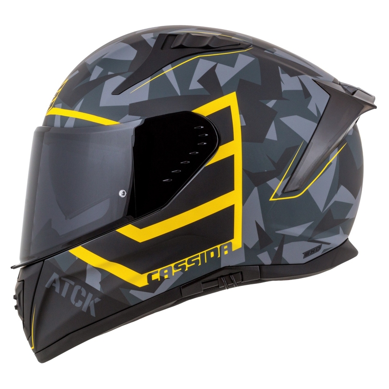 Ενσωματωμένο κράνος μοτοσικλέτας Cassida Aero camo γκρι-μαύρο-φλούο κίτρινο
