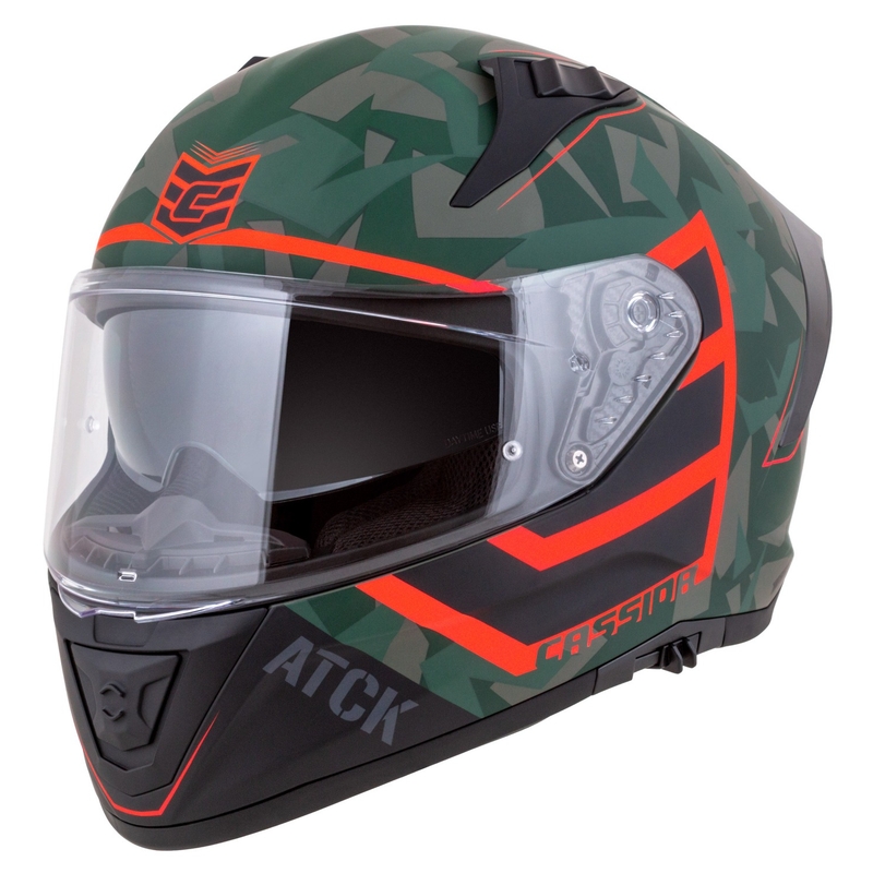 Cassida Aero ATCK camo πράσινο-μαύρο-γκρι-πορτοκαλί ολοκληρωμένο κράνος μοτοσικλέτας