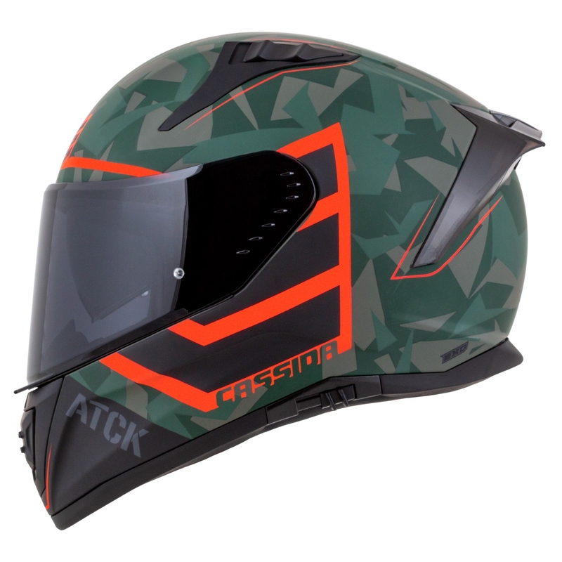 Cassida Aero ATCK camo πράσινο-μαύρο-γκρι-πορτοκαλί ολοκληρωμένο κράνος μοτοσικλέτας