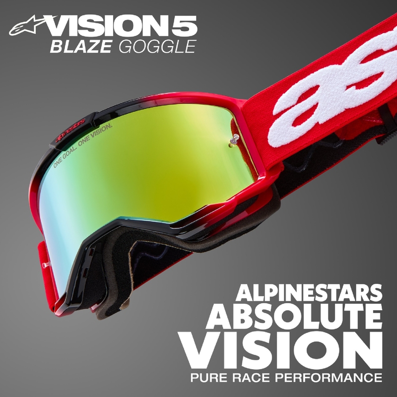 Alpinestars Vision 5 Blaze ROLL-OFF Γυαλιά Motocross ευρείας όρασης κόκκινα με διαφανές πλεξιγκλάι