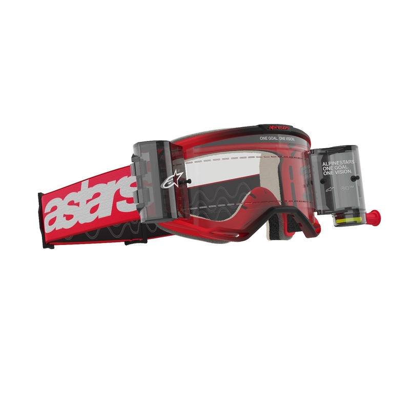 Alpinestars Vision 5 Blaze ROLL-OFF Γυαλιά Motocross ευρείας όρασης κόκκινα με διαφανές πλεξιγκλάι