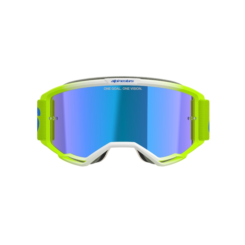 Alpinestars Vision 5 Blaze fluo κίτρινο-μπλε γυαλιά motocross με καθρέφτη μπλε plexi