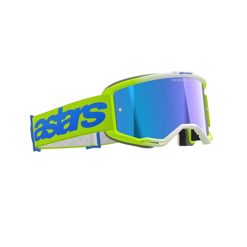 Alpinestars Vision 5 Blaze fluo κίτρινο-μπλε γυαλιά motocross με καθρέφτη μπλε plexi