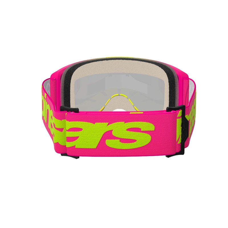 Alpinestars Vision 5 Wordmark ροζ-φλούο κίτρινα γυαλιά motocross με καθρέφτη κόκκινου plexi