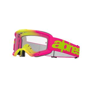 Alpinestars Vision 5 Wordmark ροζ-φλούο κίτρινα γυαλιά motocross με διάφανο plexi