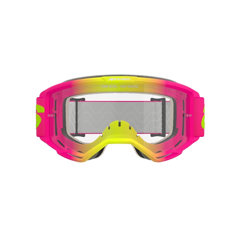 Alpinestars Vision 5 Wordmark ροζ-φλούο κίτρινα γυαλιά motocross με διάφανο plexi προσφορά