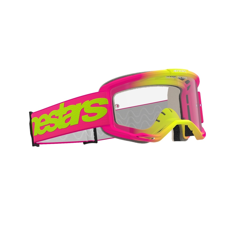 Alpinestars Vision 5 Wordmark ροζ-φλούο κίτρινα γυαλιά motocross με διάφανο plexi προσφορά
