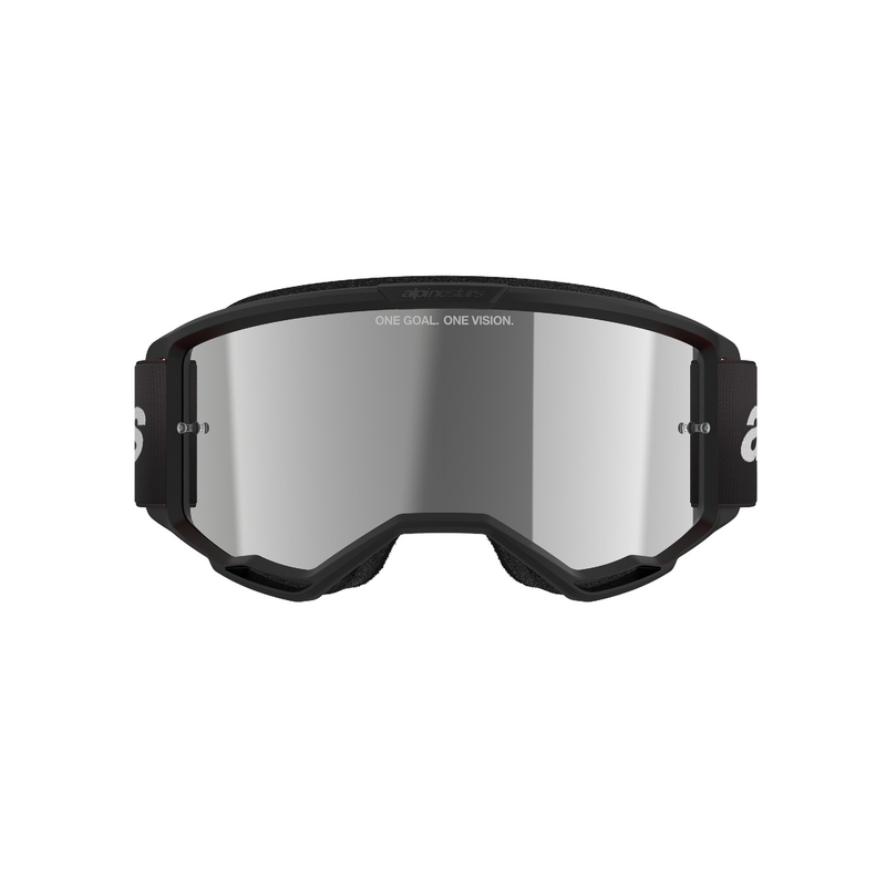 Γυαλιά motocross Alpinestars Vision 3 Wordmark μαύρα με ασημί plexi καθρέφτη