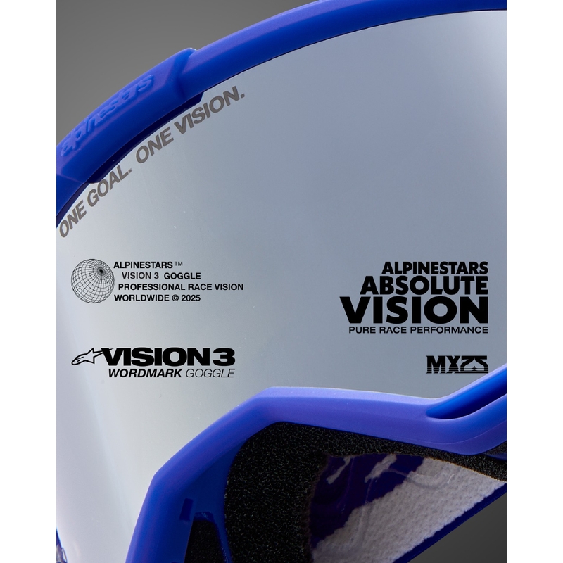 Γυαλιά motocross Alpinestars Vision 3 Wordmark μαύρα με ασημί plexi καθρέφτη