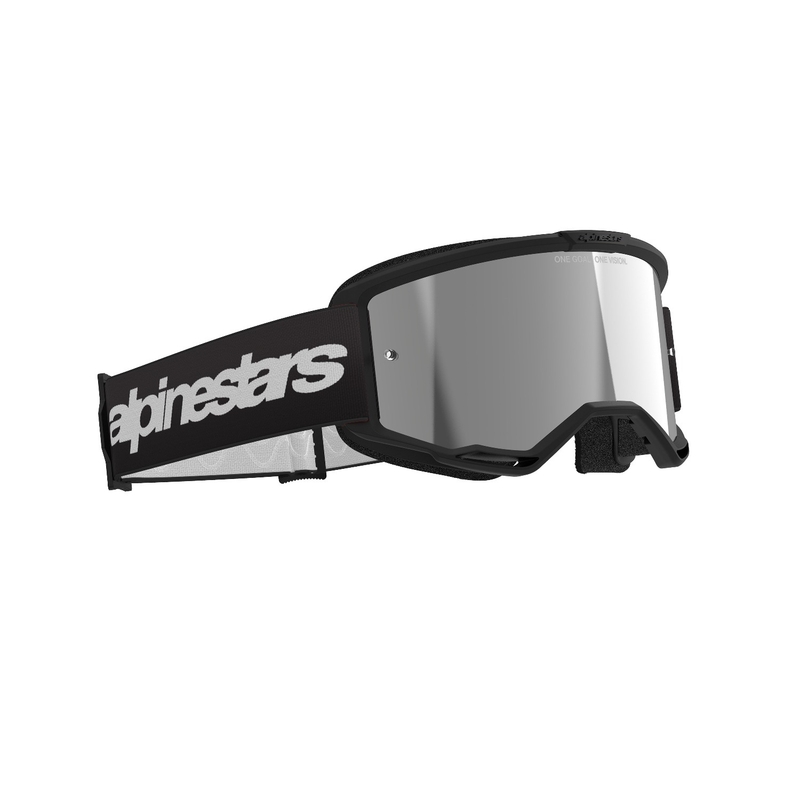 Γυαλιά motocross Alpinestars Vision 3 Wordmark μαύρα με ασημί plexi καθρέφτη