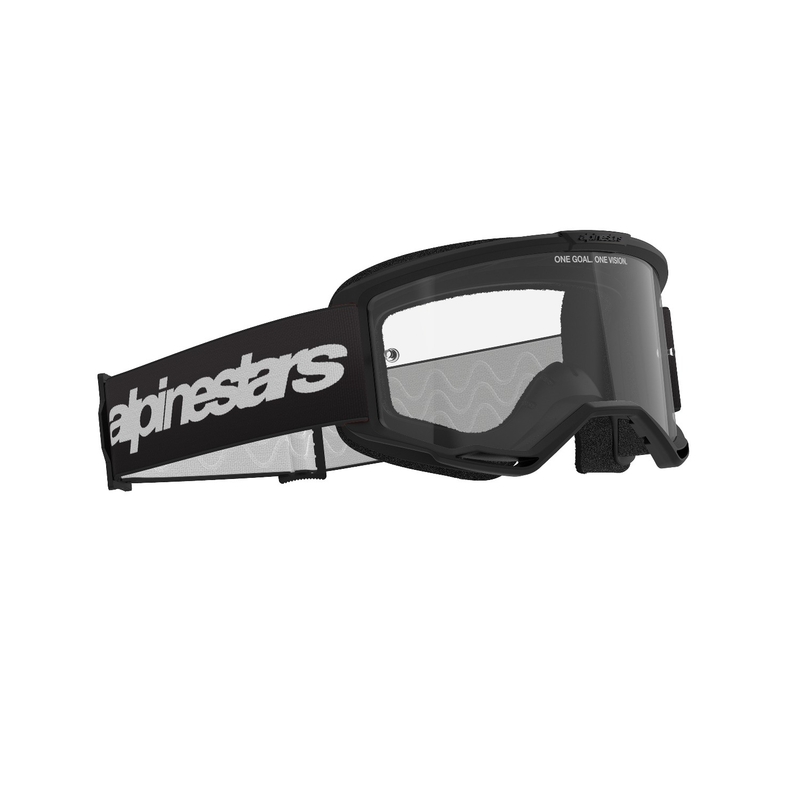 Γυαλιά motocross Alpinestars Vision 3 Wordmark μαύρα με διάφανο πλεξιγκράμ