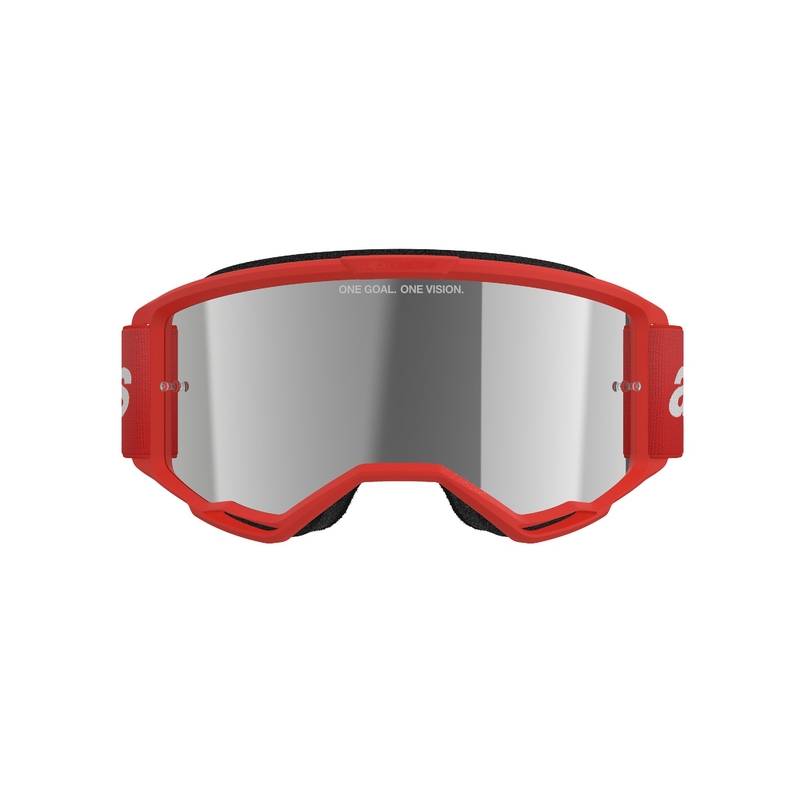 Alpinestars Vision 3 Wordmark γυαλιά motocross κόκκινα με ασημί ακτινωτό φακό