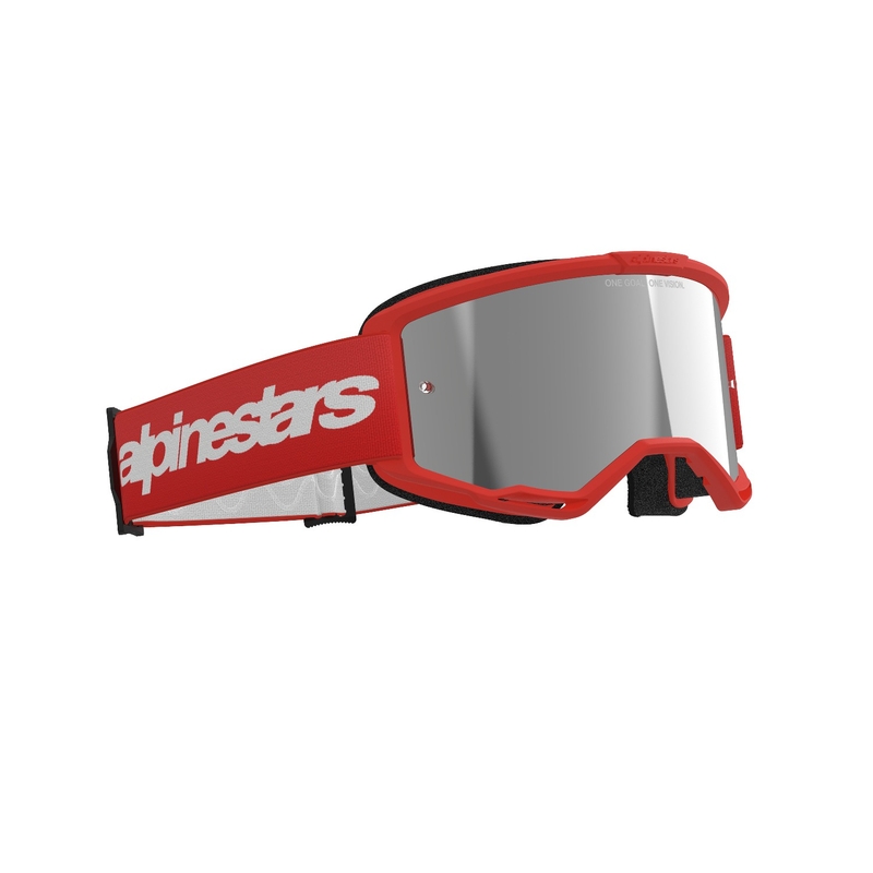 Alpinestars Vision 3 Wordmark γυαλιά motocross κόκκινα με ασημί ακτινωτό φακό