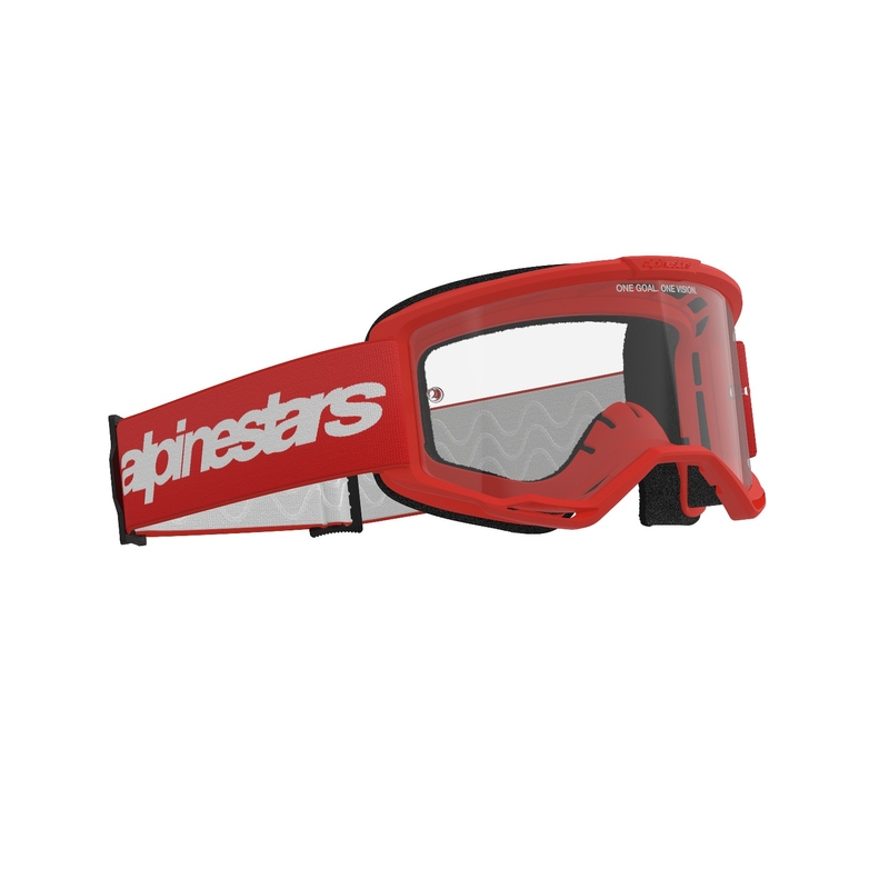 Alpinestars Vision 3 Wordmark κόκκινα γυαλιά motocross με διαφανές πλεξιγκλάς