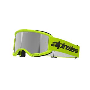 Alpinestars Vision 3 Wordmark fluo κίτρινα γυαλιά motocross με ασημί ακτινωτό φακό