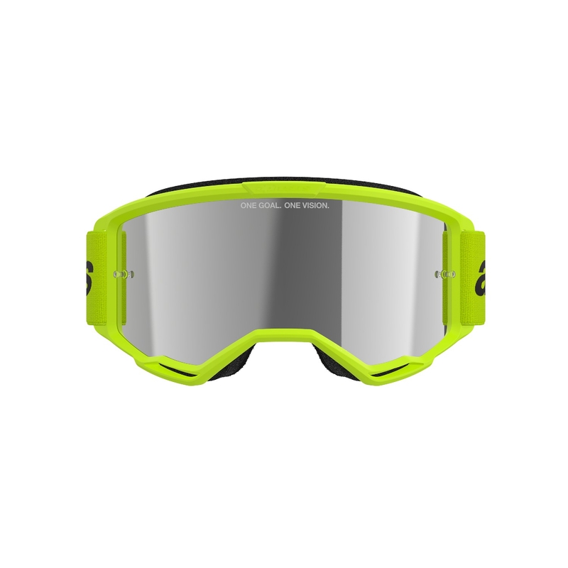 Alpinestars Vision 3 Wordmark fluo κίτρινα γυαλιά motocross με ασημί ακτινωτό φακό