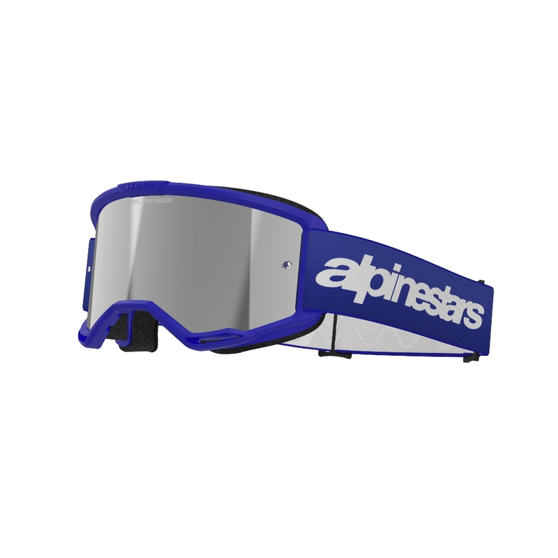 Γυαλιά motocross Alpinestars Vision 3 Wordmark μπλε με ασημί φακό με καθρέφτη