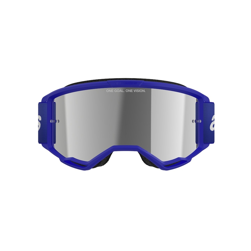 Γυαλιά motocross Alpinestars Vision 3 Wordmark μπλε με ασημί φακό με καθρέφτη