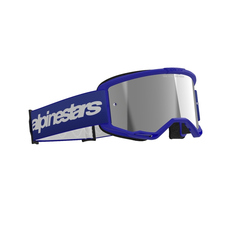 Γυαλιά motocross Alpinestars Vision 3 Wordmark μπλε με ασημί φακό με καθρέφτη