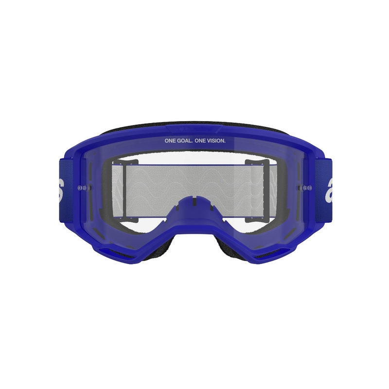 Γυαλιά motocross Alpinestars Vision 3 Wordmark μπλε με διάφανο πλεξιγκράμ