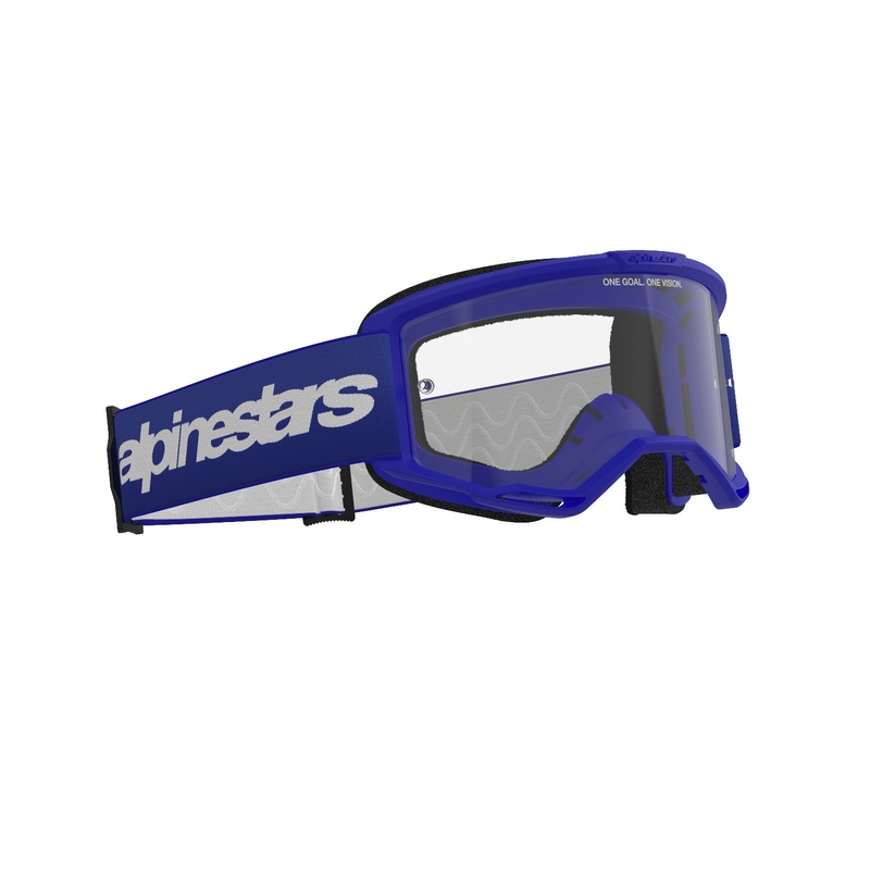 Γυαλιά motocross Alpinestars Vision 3 Wordmark μπλε με διάφανο πλεξιγκράμ