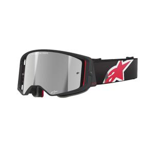 Alpinestars Supertech Corp μαύρα και κόκκινα γυαλιά motocross με ασημί φακό με καθρέφτη