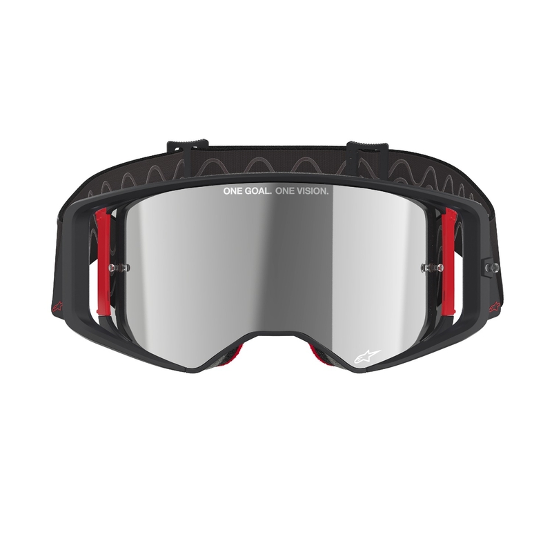 Alpinestars Supertech Corp μαύρα και κόκκινα γυαλιά motocross με ασημί φακό με καθρέφτη