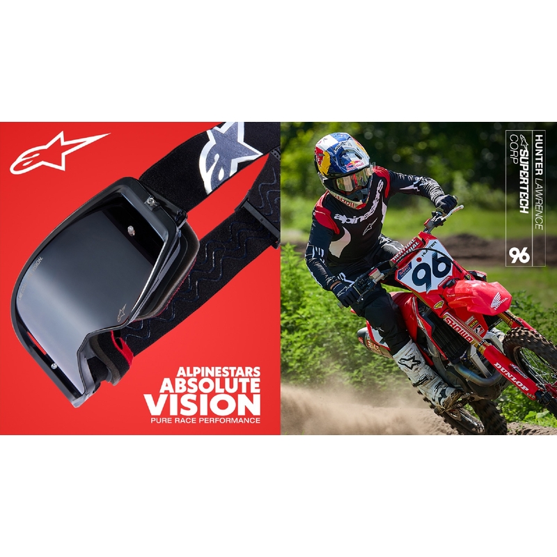 Alpinestars Supertech Corp μαύρα και κόκκινα γυαλιά motocross με ασημί φακό με καθρέφτη