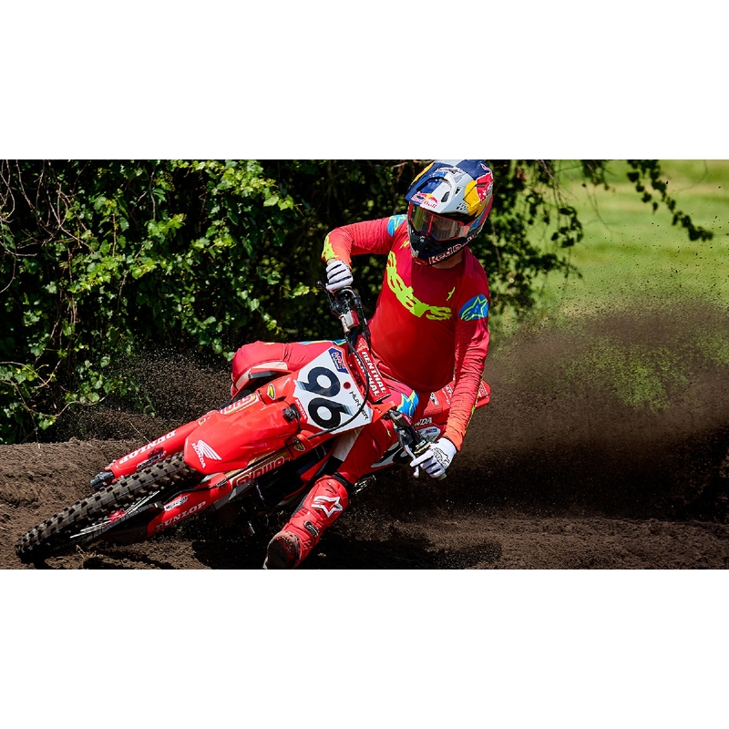 Alpinestars Supertech Corp μαύρα και κόκκινα γυαλιά motocross με ασημί φακό με καθρέφτη