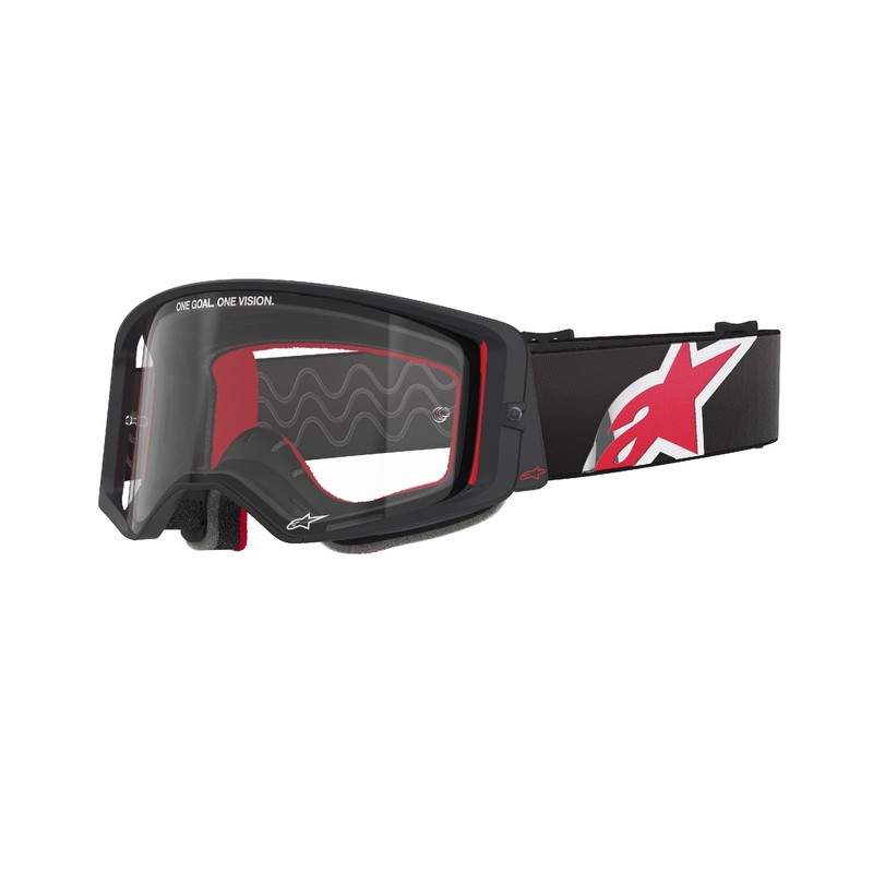 Alpinestars Supertech Corp μαύρα και κόκκινα γυαλιά motocross με διαφανή φακό