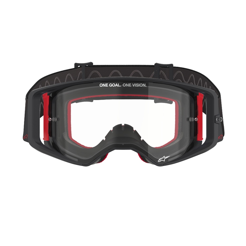 Alpinestars Supertech Corp μαύρα και κόκκινα γυαλιά motocross με διαφανή φακό