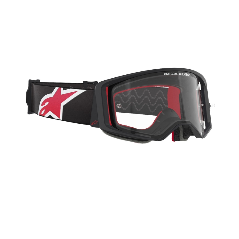 Alpinestars Supertech Corp μαύρα και κόκκινα γυαλιά motocross με διαφανή φακό