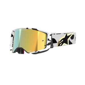 Alpinestars Supertech Corp λευκά και χρυσά γυαλιά motocross με χρυσό φακό με καθρέφτη