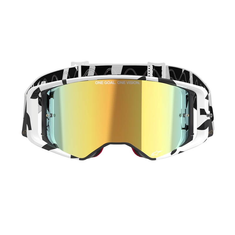 Alpinestars Supertech Corp λευκά και χρυσά γυαλιά motocross με χρυσό φακό με καθρέφτη