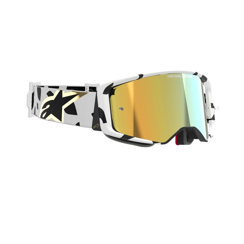 Alpinestars Supertech Corp λευκά και χρυσά γυαλιά motocross με χρυσό φακό με καθρέφτη
