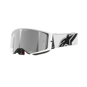 Alpinestars Supertech Corp λευκά γυαλιά motocross με ασημί φακό με καθρέφτη