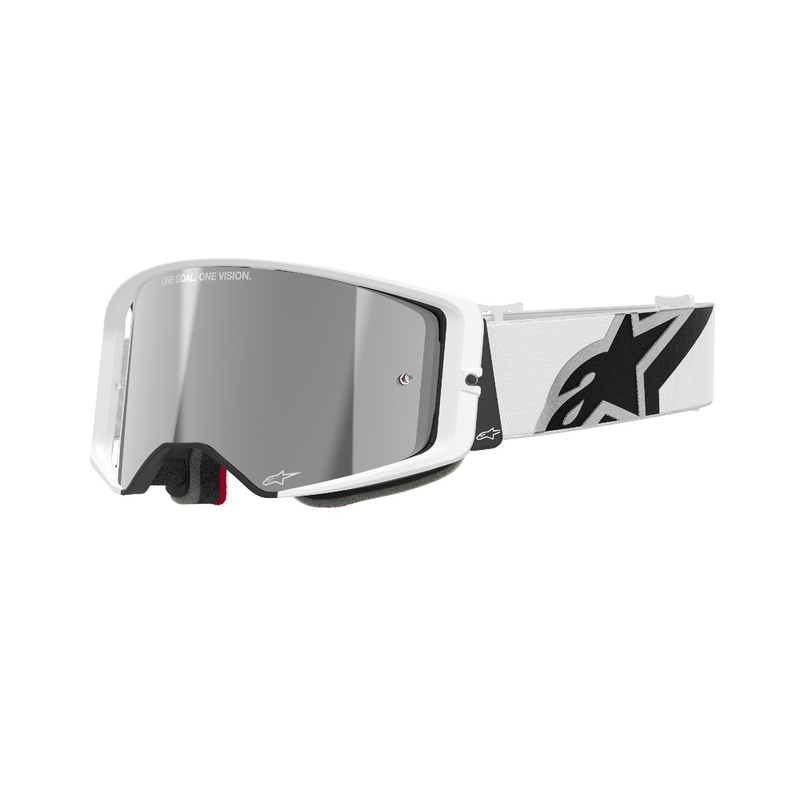 Alpinestars Supertech Corp λευκά γυαλιά motocross με ασημί φακό με καθρέφτη