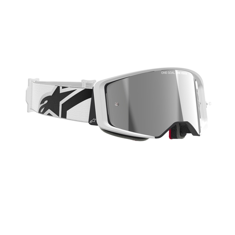 Alpinestars Supertech Corp λευκά γυαλιά motocross με ασημί φακό με καθρέφτη